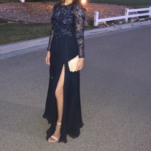 Basix Black Label Navy Beaded Gown Size 6